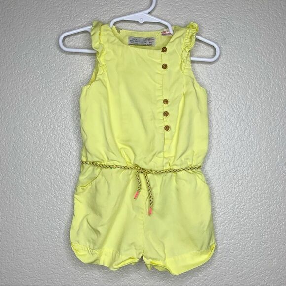 Zara Baby Girl 12-18 Months Ruffle Sleeveless Yellow Romper - Picture 1 of 10